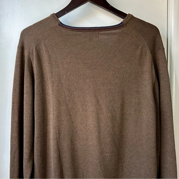 Fred Perry Men's Merino V-Neck Sweater Brown - Picture 5 of 9